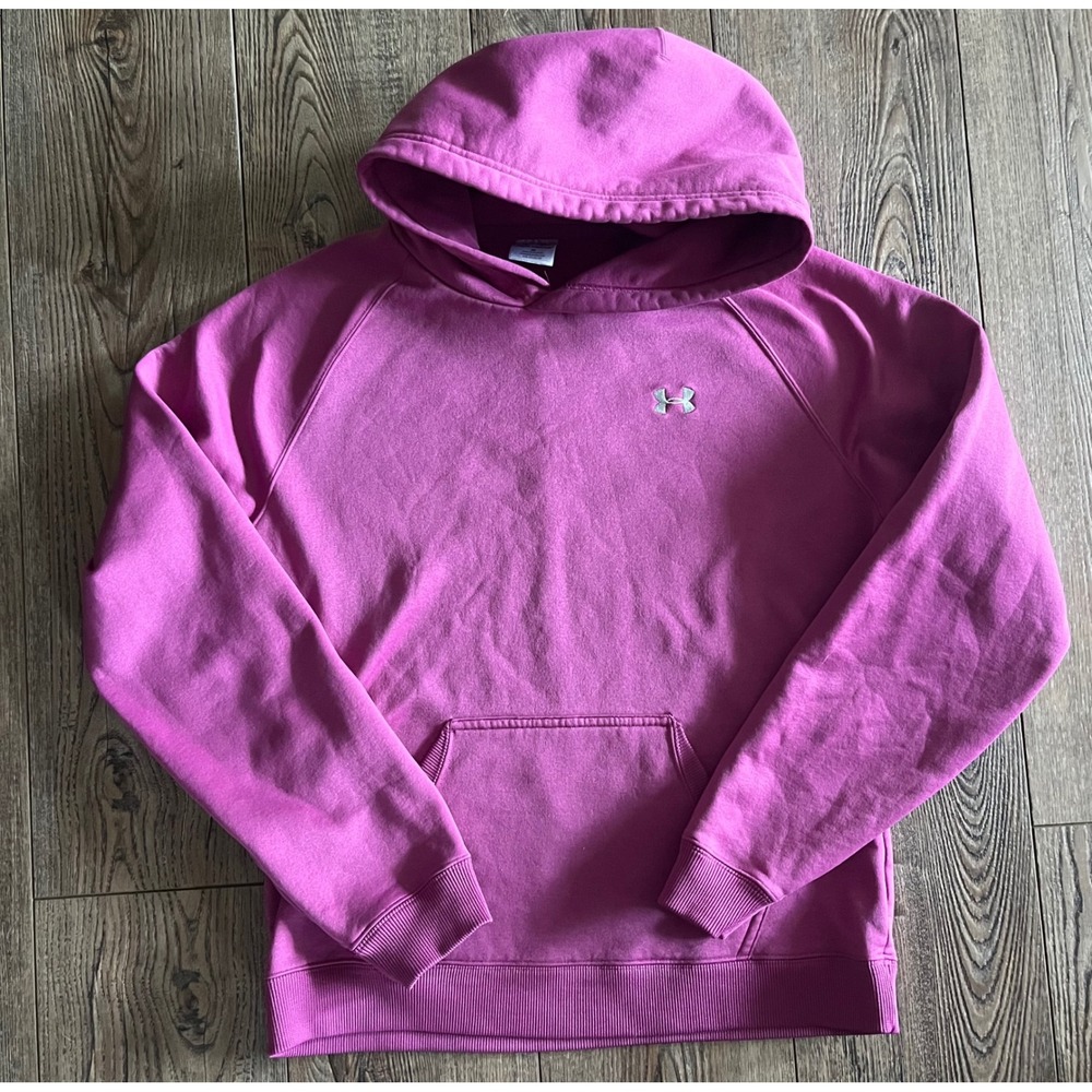 Under Armour Womens Rival Fleece Hoodie Magenta Pink Raglan Pullover Small